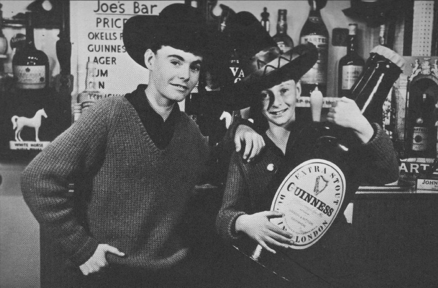 The lads posing in Joe's Bar, Stoke-on-Trent, now Joe's Bar 'n' Grill.